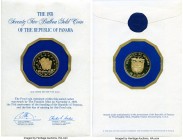Republic gold Proof 75 Balboas 1978-FM, Franklin mint, KM55. For the 75th anniversary of Independence. Comes in blue vinyl folder and card of issue fr...