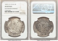Charles IV 8 Reales 1803 S-CN AU Details (Saltwater Damage) NGC, Seville mint, KM432.2.

HID09801242017

© 2020 Heritage Auctions | All Rights Res...