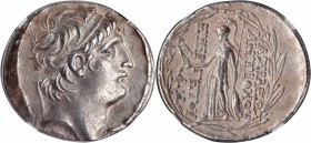 Antiochus VII Sidetes, 138-129 B.C

SYRIA. Seleukid Kingdom. Antiochos VII Sidetes, 138-129 B.C. AR Tetradrachm (16.54 gms), Cappadocian Mint, posth...