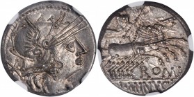 ROMAN REPUBLIC

ROMAN REPUBLIC. L. Minucius. AR Denarius (4.00 gms), Rome Mint, 133 B.C. NGC Ch MS, Strike: 4/5 Surface: 5/5.

Cr-248/1; Syd-470. ...