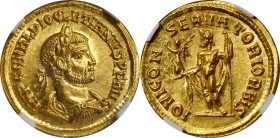 Diocletian, A.D. 284-305

Magnificent Choice Mint State Aureus of Diocletian

DIOCLETIAN, A.D. 284-305. AV Aureus (4.62 gms), Cyzicus Mint, A.D. 2...