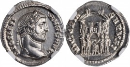 Diocletian, A.D. 284-305

DIOCLETIAN, A.D. 284-305. AR Argenteus (3.08 gms), Ticinum Mint, ca. A.D. 295. NGC MS, Strike: 5/5 Surface: 4/5.

RIC-16...