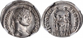 Galerius, A.D. 305-311

GALERIUS AS CAESAR, A.D. 293-305. AR Argenteus (3.21 gms), Ticinum Mint, ca. A.D. 294. NGC MS, Strike: 5/5 Surface: 5/5.

...