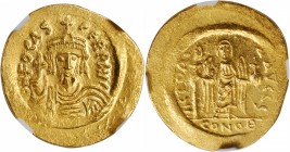 Phocas, 602-610

PHOCAS, 602-610. AV Solidus (4.51 gms), Constantinople Mint, 6th Officina, A.D. 603. NGC MS, Strike: 4/5 Surface: 5/5. Adjusted Fla...