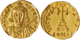 Tiberius III, 698-705

TIBERIUS III, 698-705. AV Solidus (4.46 gms), Constantinople Mint, 3rd Officina. NGC MS, Strike: 5/5 Surface: 4/5. Brushed.
...