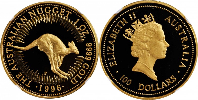 AUSTRALIA

AUSTRALIA. Gold 100 Dollars, 1996-P. Perth Mint, Kangaroo Series. N...
