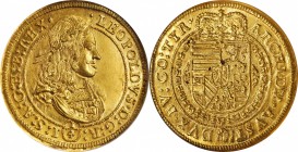 AUSTRIA

Unique Off-Metal Striking in Gold

AUSTRIA. Gold 1/4 Taler of 6 Ducat Weight, ND (1669). Hall Mint. Leopold I. NGC MS-61.

cf. KM-1173....