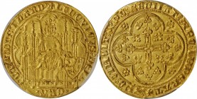 BELGIUM

BELGIUM. Flanders. Chaise d'Or, ND (1346-84). Louis II de Male. PCGS MS-63 Gold Shield.

4.47 gms. Fr-163; Delm-466. Obverse: King enthro...