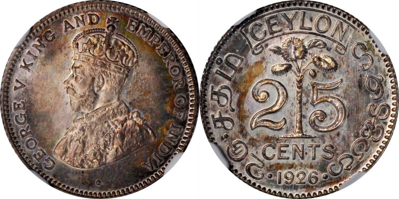 CEYLON

CEYLON. 25 Cents, 1926. London Mint. NGC PROOF-66.

KM-105a; Prid-14...