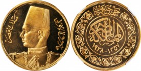 EGYPT

EGYPT. 500 Piastres, AH 1357//1938. London Mint. NGC PROOF-64 Cameo.

Fr-110; KM-373. Struck for the royal wedding of King Farouk I and Lad...