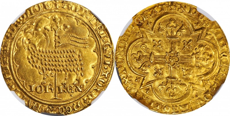 Louis XV and earlier (through 1774)

FRANCE. Mouton d'Or, ND (ca. 1355). Jean ...