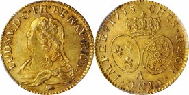 Louis XV and earlier (through 1774)

FRANCE. Louis d'Or, 1735/4/3-A. Paris Mint. Louis XV. PCGS MS-62 Gold Shield.

Fr-461; KM-489.1; Gad-340. Ove...