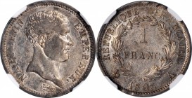 Louis XVI to Napoleon III (1774-1870)

FRANCE. Franc, 1807-A. Paris Mint. Napoleon as Emperor. NGC AU-55.

KM-681; Gad-445. African head type. Thi...