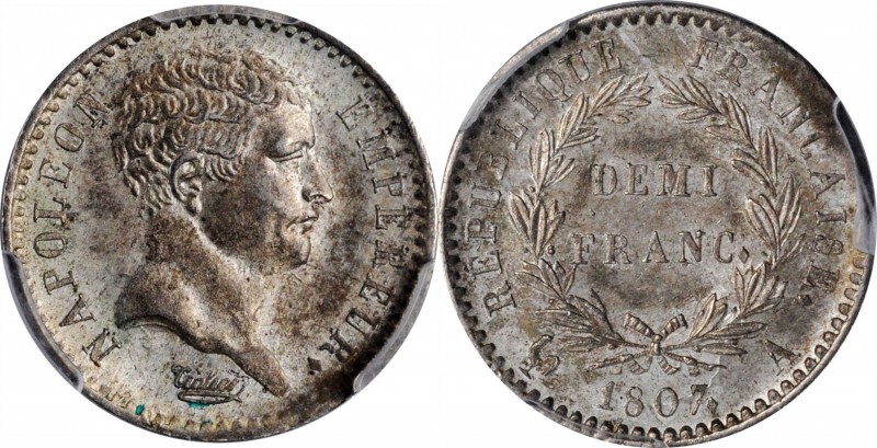 Louis XVI to Napoleon III (1774-1870)

FRANCE. 1/2 Franc, 1807-A. Paris Mint. ...