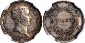 Louis XVI to Napoleon III (1774-1870)

FRANCE. 1/4 Franc, 1807-A. Paris Mint. Napoleon as Emperor. NGC MS-62.

KM-677; Gad-348. African head type....