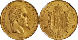 Louis XVI to Napoleon III (1774-1870)

FRANCE. 100 Francs, 1862-A. Paris Mint. Napoleon III. NGC MS-60.

Fr-580; KM-802.1; Gad-1136; F-551. Mintag...