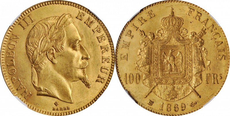 Louis XVI to Napoleon III (1774-1870)

FRANCE. 100 Francs, 1869-BB. Strasbourg...