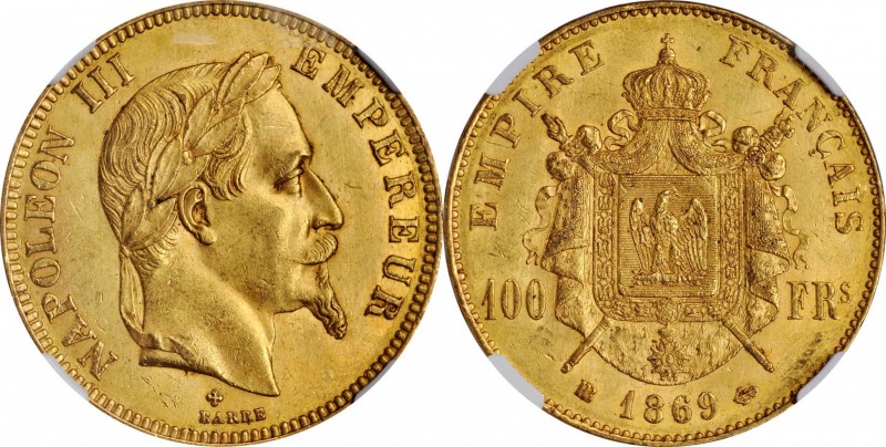 Louis XVI to Napoleon III (1774-1870)

FRANCE. 100 Francs, 1869-BB. Strasbourg...
