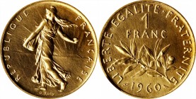 Third Republic to current (since 1870)

FRANCE. Gold Franc Piefort, 1960. Paris Mint. NGC PROOF-64.

KM-PE329. Mintage: 20. A RARE early issue fro...