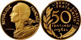 Third Republic to current (since 1870)

FRANCE. Gold 50 Centimes Piefort, 1962. Paris Mint. NGC PROOF-69 Ultra Cameo.

KM-P352. Mintage: 20. An ex...