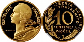 Third Republic to current (since 1870)

FRANCE. Gold 10 Centimes Piefort, 1962. Paris Mint. NGC PROOF-68 Ultra Cameo.

KM-P346. Mintage: 20. Caref...