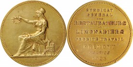 Third Republic to current (since 1870)

FRANCE. Syndicate of Restaurateurs and Cafe Owners Gold Award Medal, 1925. UNCIRCULATED.

Diameter: 36.4mm...