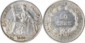 FRENCH COCHIN CHINA

FRENCH COCHIN CHINA. 50 Cents, 1884-A. Paris Mint. PCGS Genuine--Cleaned, AU Details Gold Shield.

KM-6; Lec-26. Despite the ...