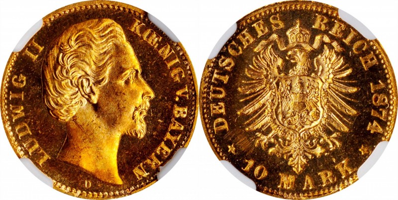 German States

GERMANY. Bavaria. 10 Mark, 1874-D. Munich Mint. Ludwig II. NGC ...