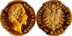 German States

GERMANY. Bavaria. 10 Mark, 1874-D. Munich Mint. Ludwig II. NGC MS-65+ Prooflike.

KM-898. EXTREMELY RARE quality for the issue, pos...