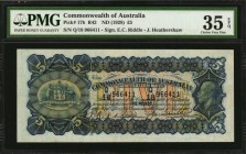 AUSTRALIA

AUSTRALIA. Commonwealth of Australia. 5 Pounds, ND (1928). P-17b. PMG Choice Very Fine 35 EPQ.

Printed signatures of E.C. Riddle and J...