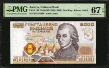AUSTRIA

AUSTRIA. National Bank. 5000 Schilling, 1988 (ND 1989). P-153. PMG Superb Gem Uncirculated 67 EPQ.

Printed by OeBS. Watermark of Arms. P...
