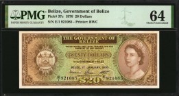 BELIZE

BELIZE. Government of Belize. 20 Dollars, 1976. P-37c. PMG Choice Uncirculated 64.

Printed by BWC. A nearly Gem example of this 20 Dollar...