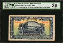 BERMUDA

BERMUDA. Bermuda Government. 1 Pound, 1927. P-5. PMG Very Fine 30.

Printed by W&S. A note missing in most collections, this Bermuda 1 Po...