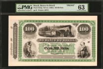 BRAZIL

BRAZIL. Banco do Brazil. 100 Mil Reis, ND (ca. 1860s). P-S254p. Proof. PMG Choice Uncirculated 63.

Uniface Proof. Printed by ABNC. This i...