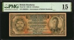 BRITISH HONDURAS

BRITISH HONDURAS. Government of British Honduras. 10 Dollars, 1939-42. P-23. PMG Choice Fine 15.

A key date for British Hondura...