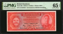 BRITISH HONDURAS

BRITISH HONDURAS. Government of British Honduras. 5 Dollars, 1952. P-26b. PMG Gem Uncirculated 65 EPQ.

A scarce, original, earl...