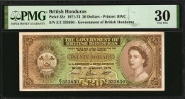 BRITISH HONDURAS

BRITISH HONDURAS. Government of British Honduras. 20 Dollars, 1971-73. P-32c. PMG Very Fine 30.

Printed by BWC. Seen with the l...