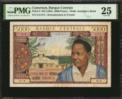 CAMEROON

CAMEROON. Banque Centrale. 5000 Francs, ND (1961). P-8. PMG Very Fine 25.

Watermark of Antelope's head. Denomination in French. PMG's p...