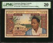 CAMEROON

CAMEROON. Banque Centrale. 5000 Francs, ND (1961). P-9. Low Serial Number. PMG Very Fine 20.

Denomination in French & English. Low seri...