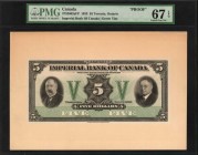 CANADA

CANADA. Bank of Canada & Imperial Bank of Canada. 5 Dollars, 1933. CH #375-200-2aFP. Proof & Vignettes. PMG Superb Gem Uncirculated 67 EPQ....