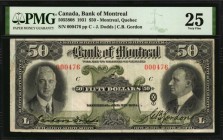CANADA

CANADA. Bank of Montreal. 50, 1931. CH #505-58-08. PMG Very Fine 25.

Printed signatures of J. Dodds & C.B. Gordon. Low three digit serial...