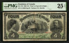 CANADA

CANADA. Dominion of Canada. 4 Dollars, 1902. DC-17b. PMG Very Fine 25 EPQ.

"Four" at top left and right. Scarcely encountered in this gra...