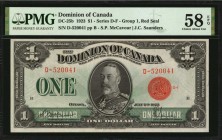 CANADA

CANADA. Dominion of Canada. 1 Dollar, 1923. DC-25b. PMG Choice About Uncirculated 58 EPQ.

Group 1, Red Seal. Printed signatures of S.P. M...