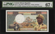CENTRAL AFRICAN REPUBLIC

CENTRAL AFRICAN REPUBLIC. Banque Des Etats De L'Afrique Centrale. 1000 Francs, ND (1974). P-2. PMG Superb Gem Uncirculated...