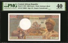 CENTRAL AFRICAN REPUBLIC

CENTRAL AFRICAN REPUBLIC. Empire Centrafrican. 1000 Francs, 1978. P-6. PMG Extremely Fine 40.

Watermark of Antelope's h...