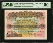 CEYLON

Ceylon 1929 50 Rupees Specimen

CEYLON. Government of Ceylon. 50 Rupees, 1929. P-26s. Specimen. PMG About Uncirculated 50.

Printed by T...