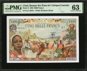 CHAD

CHAD. Banque Des Etats De L'Afrique Centrale. 5000 Francs, 1980. P-8. PMG Choice Uncirculated 63.

Watermark of woman's head. Bright paper a...