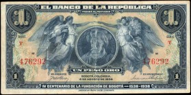 COLOMBIA

COLOMBIA. Banco de la Republica. 1 Peso Oro, 1938. P-385a. Very Fine.

An always popular & appealing design type. This example is found ...