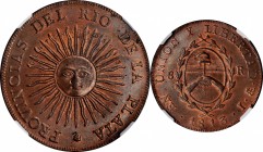 ARGENTINA

ARGENTINA. Coinage Centennial Copper Medal, 1813/1913-PTS J. NGC MS-65 Red Brown.

cf. KM-5. Obverse: Radiant sunface; Reverse: Argenti...