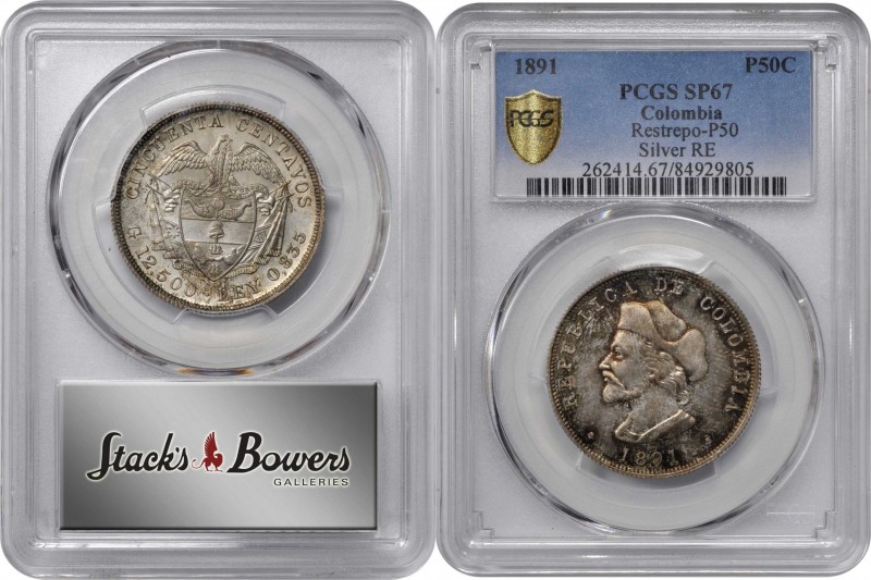 COLOMBIA

An Extremely Rare 1891-Dated Silver Pattern Struck for the 1892 Quad...